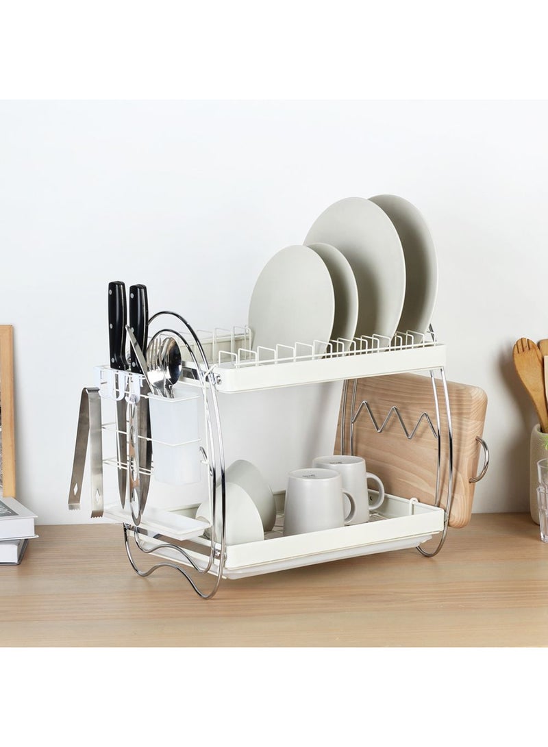 DANUBE HOME Astra Metal Dish Rack Set with Utensil Holder and Drip Tray – Sturdy Rust-Resistant Kitchen Drying Rack, Space-Saving Design, Perfect for Home, Restaurant & Dishwasher Use L41 X W25.5 X H39.5Cm - Image 1