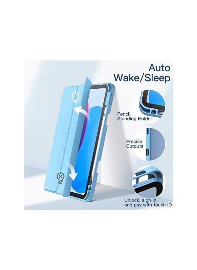 Jetech - Case For Ipad 10 (10.9-Inch, 2022 Model, 10Th Generation) With Pencil Holder, Clear Transparent Back Shell Slim Stand Shockproof Tablet Cover, Auto Wake/Sleep (Blue) - Image 1