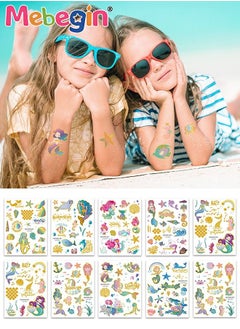 MEBEGIN 12 Sheets Mermaid Temporary Tattoos for Kids, Waterproof Long-lasting Fake Tattoos, High-quality Face and Body Stickers with Attractive Design, Easy to Use and Remove, Versatile Party Decoration  - Image 2