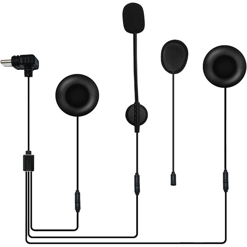 EJEAS Q8 Mesh Group Intercom Headphone Accessory with Comfortable Earmuffs and Hard/Soft Microphone (Type-C Connector) - Image 1