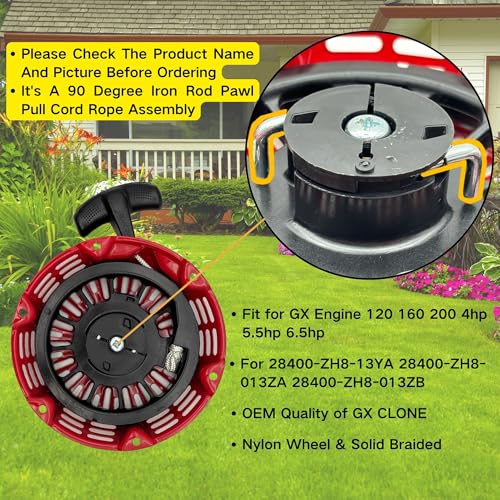 YGQ Pull Start Assembly Recoil Starter 28400-Z4M-306ZB for Honda GX120 GX160 GX200 4.0 5.5 6.5 hp 3000 Watt Generators - Image 5