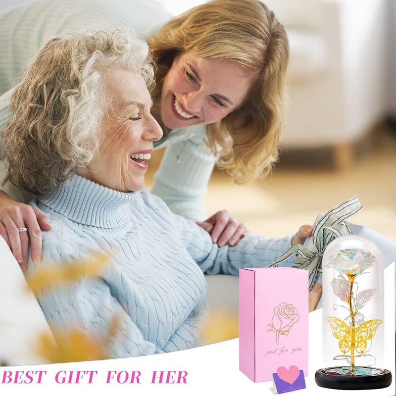 13 SOEME Enchanted Pink Rose Glass Dome with LED Lights Decorative Gift Set with Box Rose Flower with Greeting Card Gifts for Women Rose Flower with THERMOCALL GOLI - Image 2