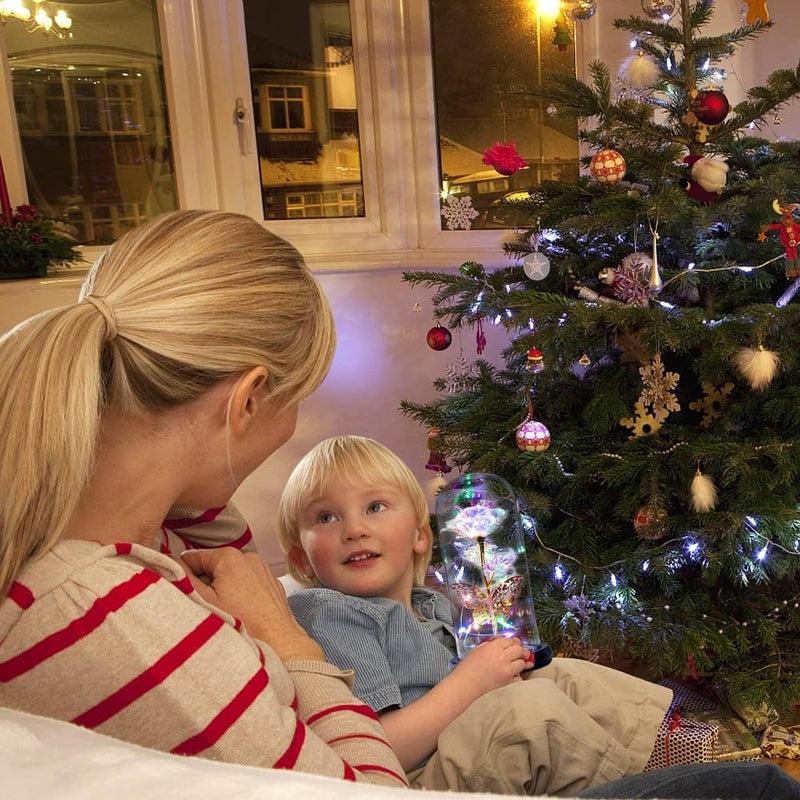 13 SOEME Enchanted Pink Rose Glass Dome with LED Lights Decorative Gift Set with Box Rose Flower with Greeting Card Gifts for Women Rose Flower with THERMOCALL GOLI - Image 5