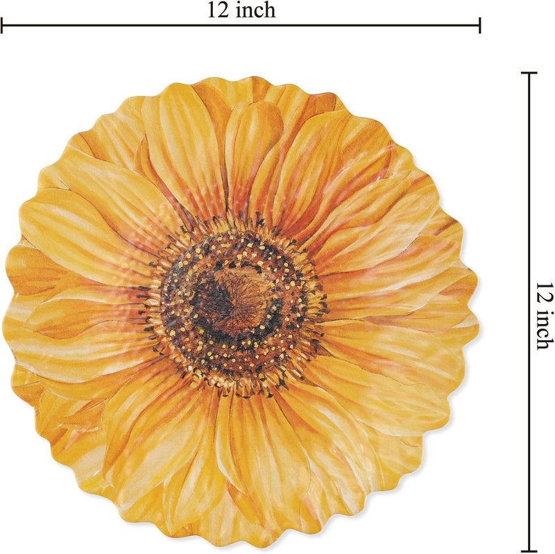 UPware Sunflower Shaped Melamine Serving Platter Floral Summer Party Tray Yellow Summer Flower Design for Snacks Appetizers and Desserts 12 x 12 Inch - Image 3