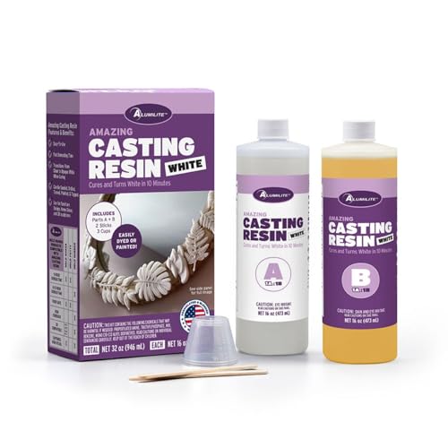 Alumilite Amazing Casting Resin White, 32 oz (16 oz Part A + 16 oz Part B) – Ideal for Pouring Small to Large Durable Pieces, Arts, Crafts, Jewelry, and Decorative Items, 30-Minute Demold Time - Image 1