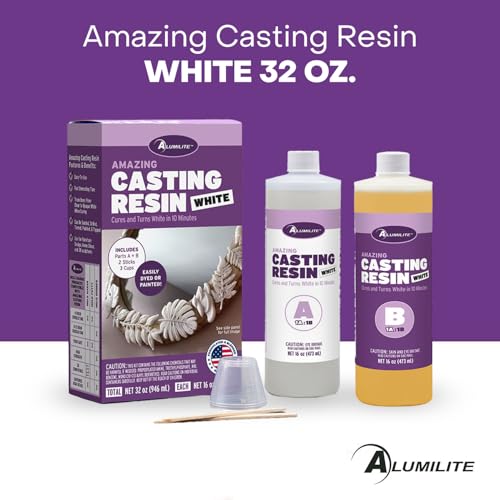 Alumilite Amazing Casting Resin White, 32 oz (16 oz Part A + 16 oz Part B) – Ideal for Pouring Small to Large Durable Pieces, Arts, Crafts, Jewelry, and Decorative Items, 30-Minute Demold Time - Image 2