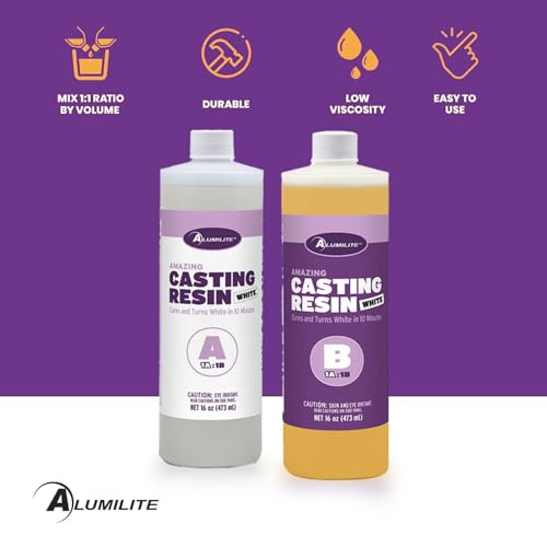 Alumilite Amazing Casting Resin White, 32 oz (16 oz Part A + 16 oz Part B) – Ideal for Pouring Small to Large Durable Pieces, Arts, Crafts, Jewelry, and Decorative Items, 30-Minute Demold Time - Image 3