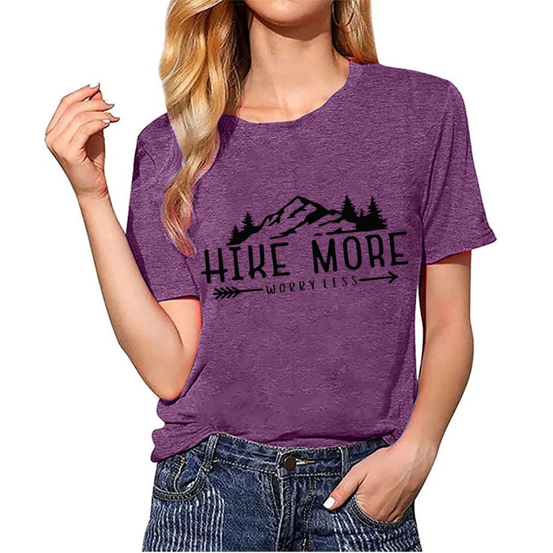 Large Size Short Sleeve T-Shirt HIKE MORE Printed Crewneck Top Independent Station wish - Image 2