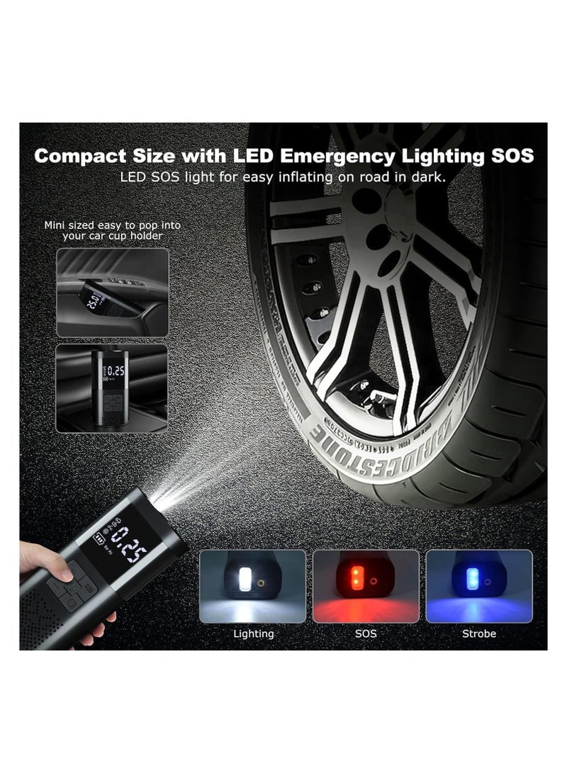 Portable Air Compressor Tire Inflator,150PSI Fast Cordless Air Pump，Accurate Pressure LCD Display Digital Pressure Gauge,With LED Light, Fast Inflation For Car, Motorcycle, E-Bike, Ball - Image 4