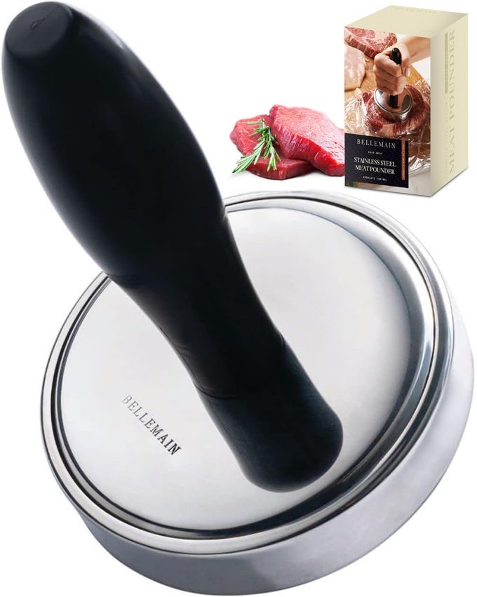 MEAT POUNDER FLATTENER EASYGRIP MEAT TENDERIZER STAINLESS STEEL MEAT MALLET FOR COOKING MEAT HAMMER CHICKEN TENDERIZER MEAT SMASHER UTENSIL KITCHEN MALLET MEAT MASHER TOOL