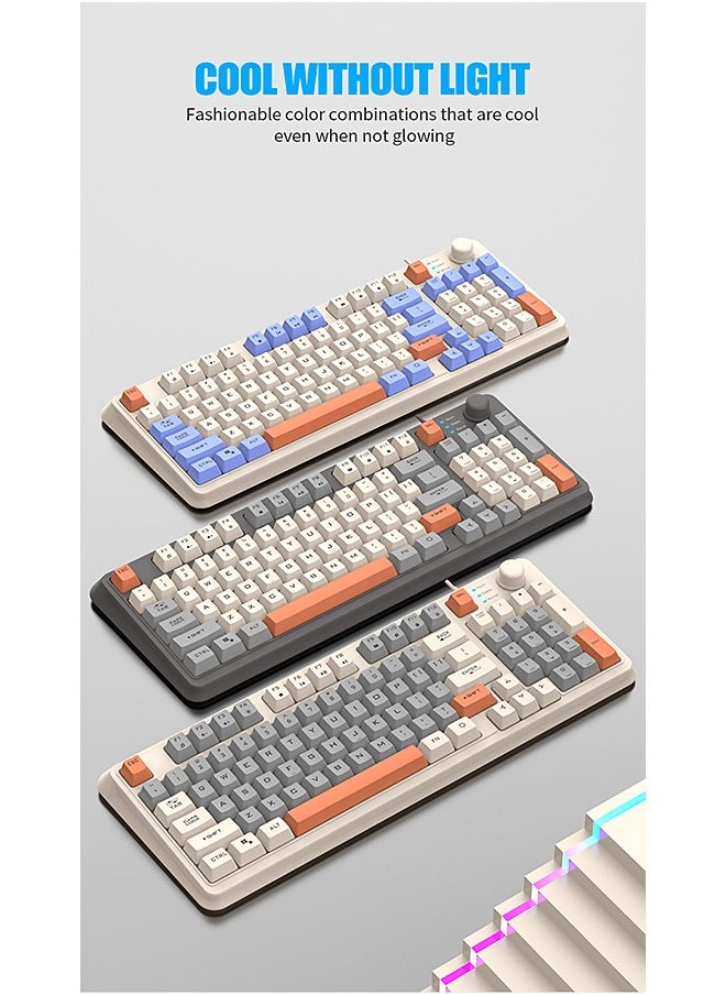 XUNFOX - 94-Key Wired Keyboard - Membrane Keyboard - Gaming Keyboard - Office Keyboard - Built-in Volume Adjustment Knob - RGB Light Effect - Computer Keyboard - Image 1