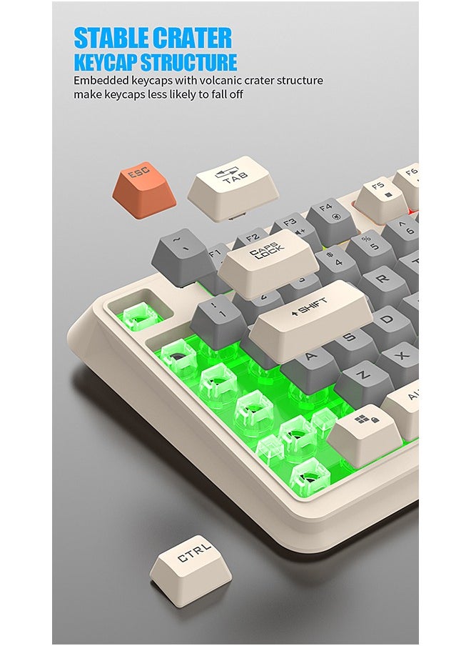 XUNFOX - 94-Key Wired Keyboard - Membrane Keyboard - Gaming Keyboard - Office Keyboard - Built-in Volume Adjustment Knob - RGB Light Effect - Computer Keyboard - Image 1