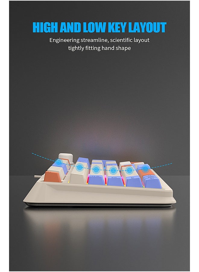 XUNFOX - 94-Key Wired Keyboard - Membrane Keyboard - Gaming Keyboard - Office Keyboard - Built-in Volume Adjustment Knob - RGB Light Effect - Computer Keyboard - Image 1