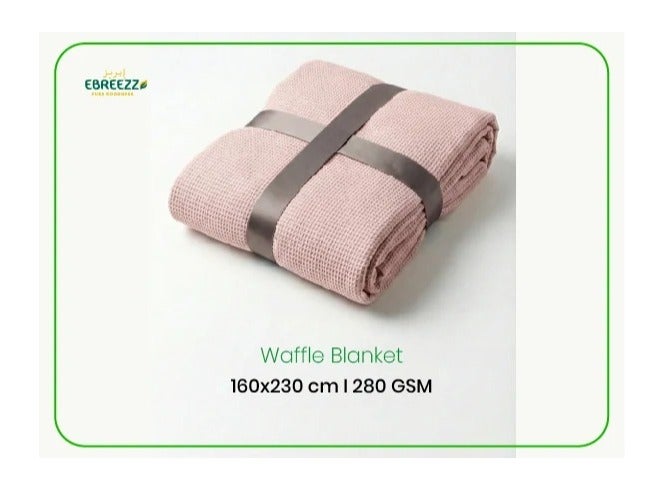 EBREEZZ Premium Waffle Cotton Blanket – 160×230 cm | 280 GSM - Image 1