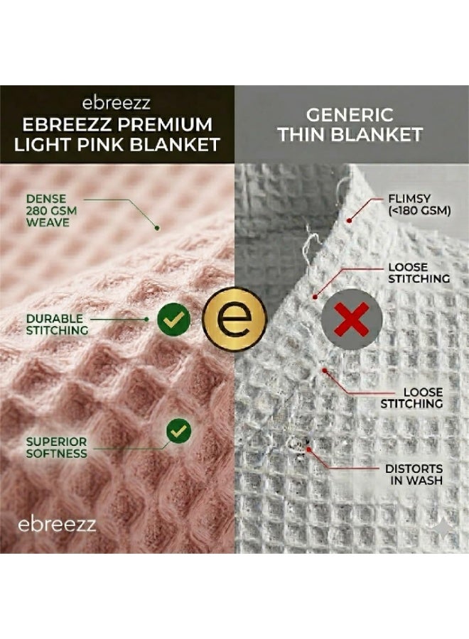 EBREEZZ Premium Waffle Cotton Blanket – 160×230 cm | 280 GSM - Image 2