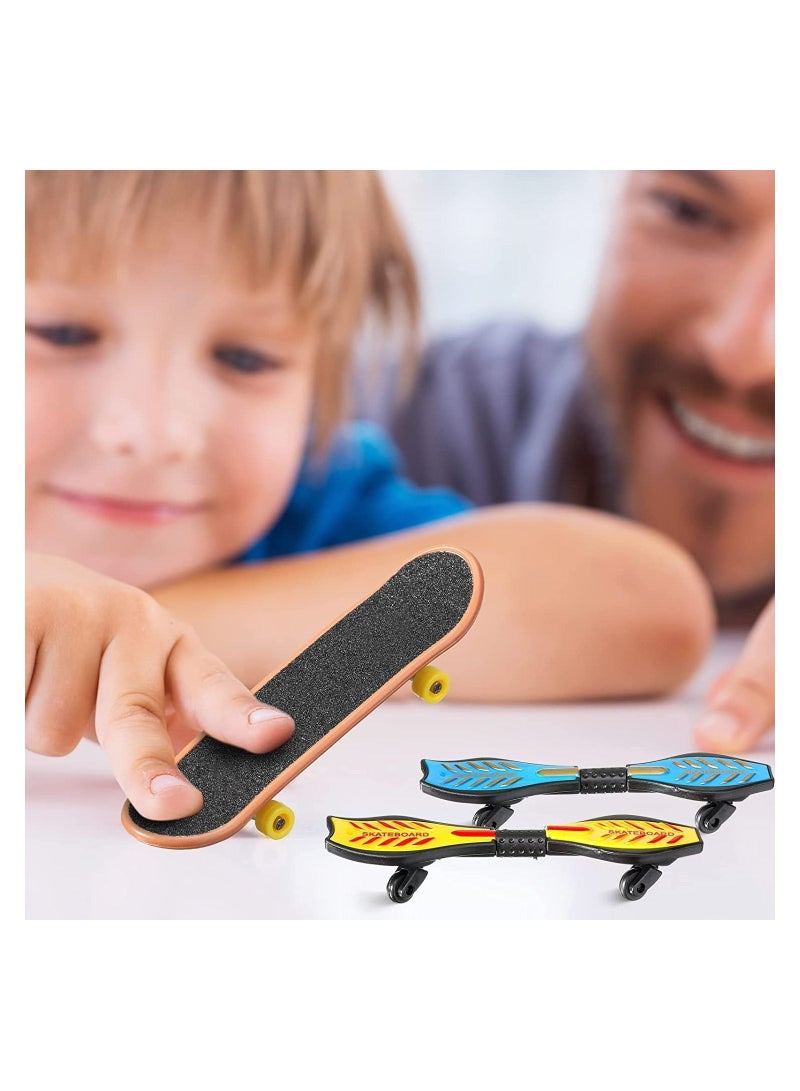 SYOSI Finger Skateboard Ramp Set, 17Pcs Skate Park Kit Ramp Parts Set Mini Finger Toys Set Finger Bike Skate Park Kit with Replacement Wheels Tools for Kids Party Favor Mini Vitality Board (Retro Color) - Image 3