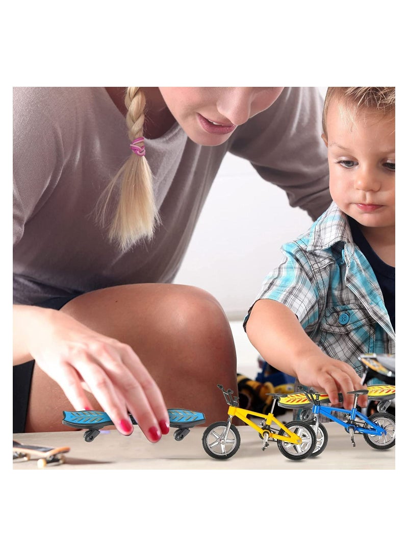 SYOSI Finger Skateboard Ramp Set, 17Pcs Skate Park Kit Ramp Parts Set Mini Finger Toys Set Finger Bike Skate Park Kit with Replacement Wheels Tools for Kids Party Favor Mini Vitality Board (Retro Color) - Image 5