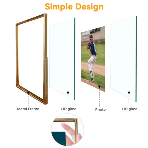 AhaGo Gold Floating Frame, 4"x6", Vertical, 2 Set, For Picture 3.5x5, 2x3, 1x2, Small Desktop Photo Frames, Classy Gift For Kids Birthday or Wedding - Image 5