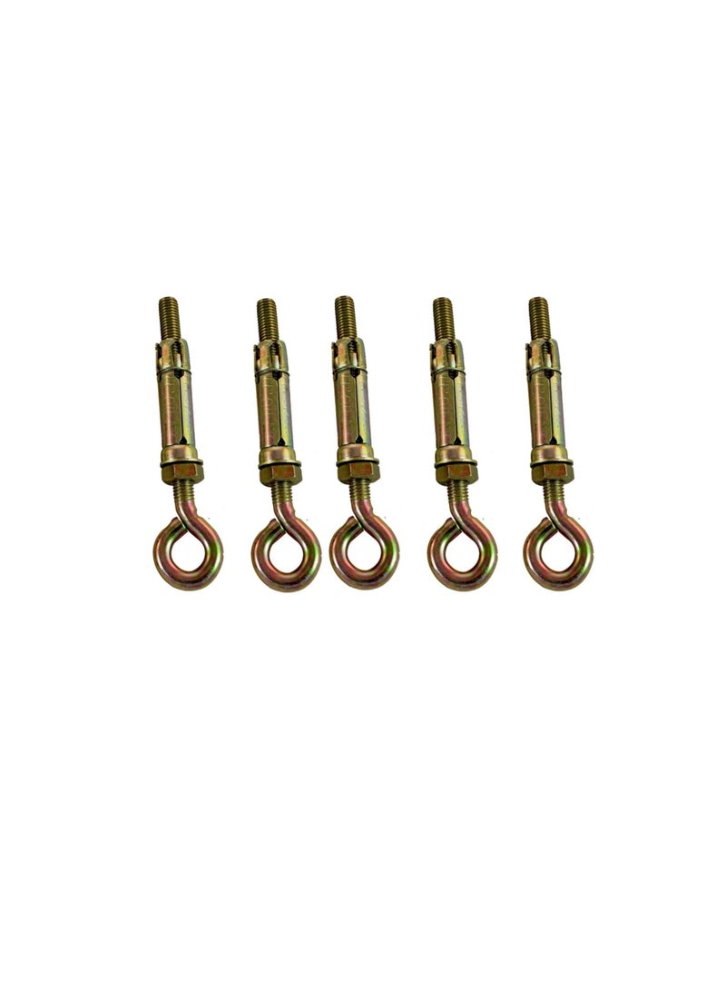 High Strength Metal Sleeve Shield Closed Hook/Eye Hook | Open Hook Anchor Bolt Pack of 5 (CLOSED HOOK, 6 MM)  - Image 1