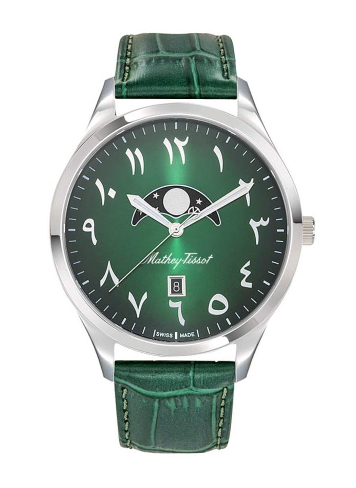Mathey-Tissot Mathey-Tissot Urban Moon Quartz Moon Phase Green Dial Men's Watch H411ALPEV 