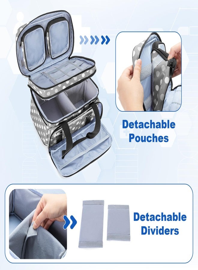 BAFASO Double Layer Medicine Bag with 2 Detachable Pouches, Pill Bottle Organizer for Travel and Daily Use (Bag ONLY), Polka Dots - Image 3