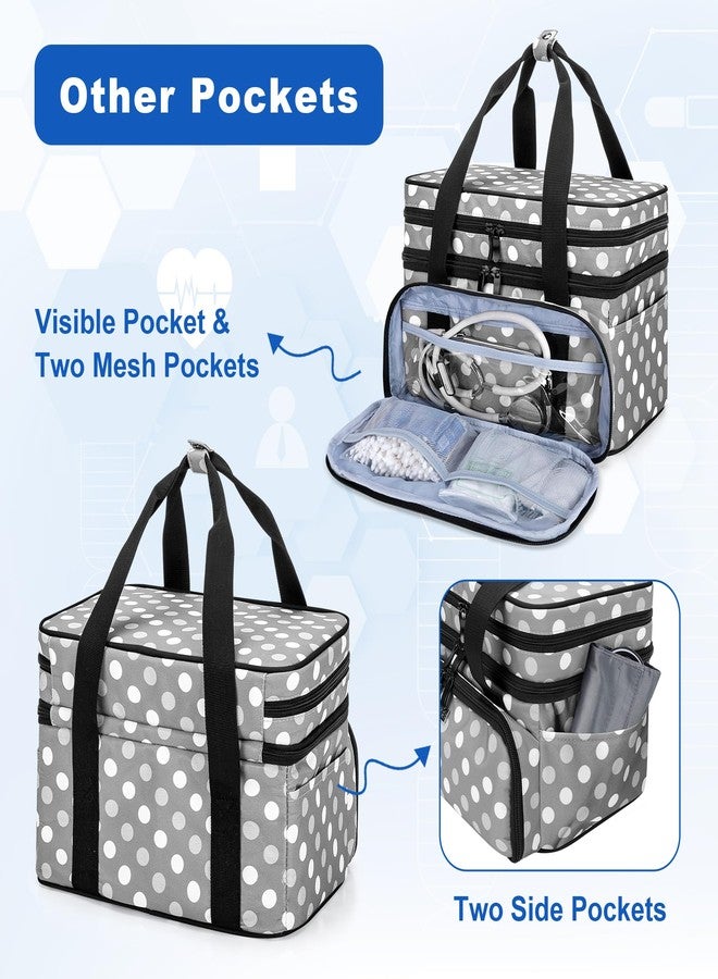 BAFASO Double Layer Medicine Bag with 2 Detachable Pouches, Pill Bottle Organizer for Travel and Daily Use (Bag ONLY), Polka Dots - Image 5