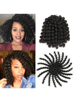 Leeven 6 Pcs Jumpy Afro Kinky Twist Crochet Braid Natural Black Jamaican Bounce Synthetic Braiding Hair Extension 8 Inch 20 Strands 1B  - Image 2