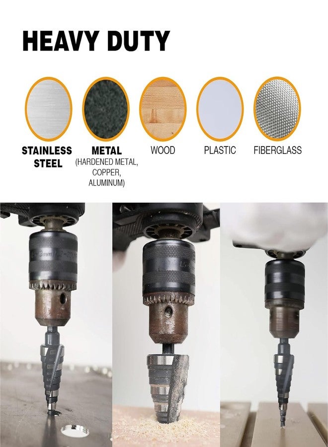 Jerax tools 4 to 32 MM Metric Step Drill Bit, M2 High Speed Steel Drill bits for Hole Drilling in Extra Thick Material/Panel/Plate, Stainless Steel, Copper, Aluminum, Wood, Plastic (15 Steps) - Image 4