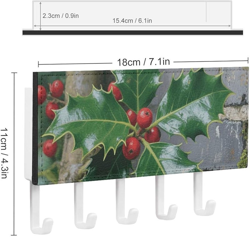 حامل مفاتيح من جلد البولي يوريثان معلق على الحائط مع 5 خطافات، منظم مفاتيح لتخزين المدخل، هدية تزيين منزل - Image 3