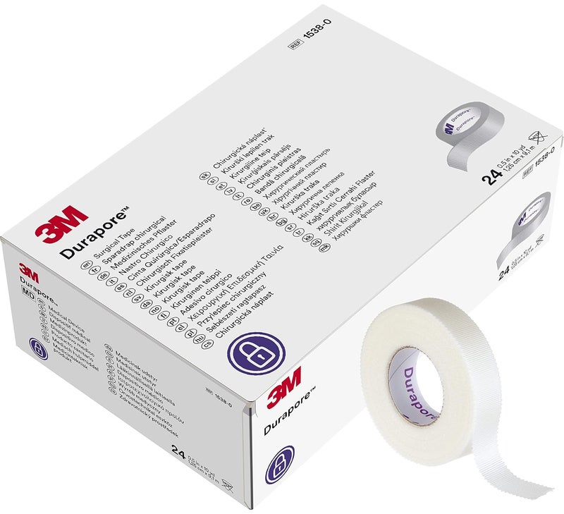 3M Health Care 15380 Durapore Surgical Tape Standard Roll SilkLike 10 yd L x 05 W Pack of 24 - Image 1