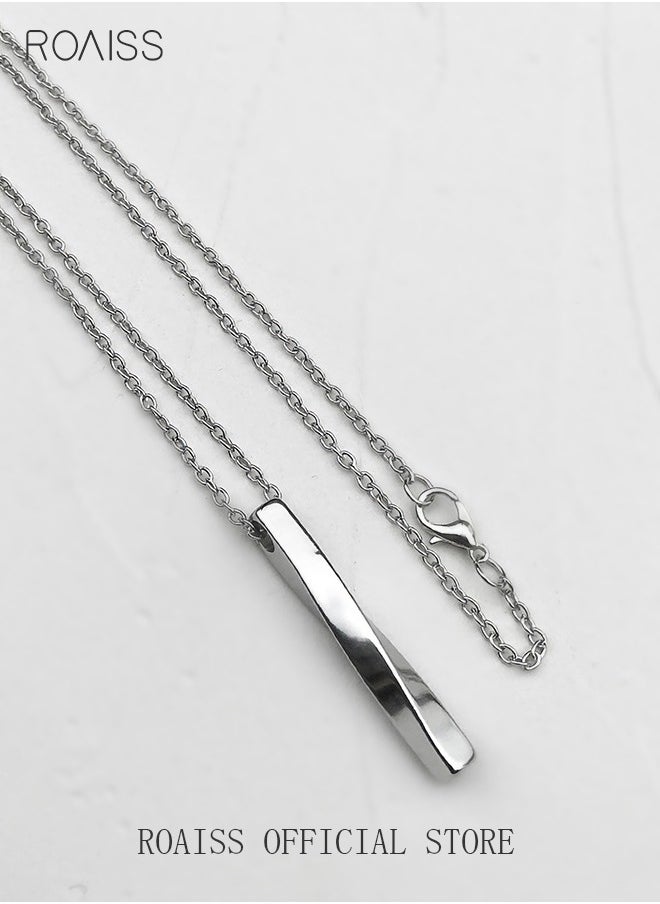 roaiss - Modern Spiral Pendant Necklace Cool Pullover Chain Unisex Silver Finish - Image 1