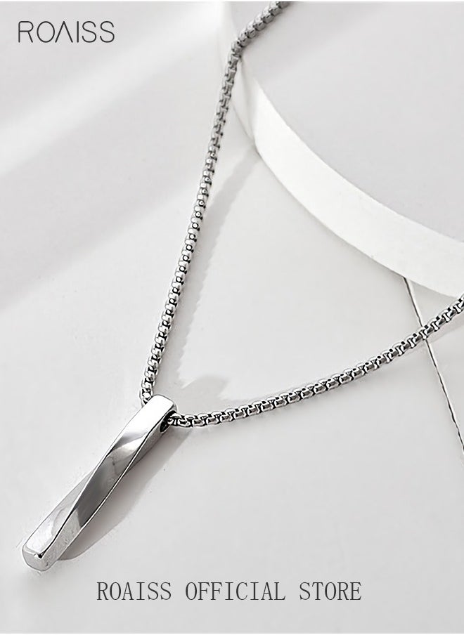 roaiss - Modern Spiral Pendant Necklace Cool Pullover Chain Unisex Silver Finish - Image 1