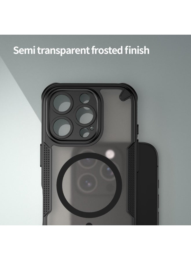 Cover For iPhone 16 Pro wireless charging Magnetic Phone Case Raised edges around the screen and camera lens help prevent scratches - Black - Image 5