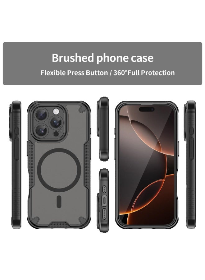Cover For iPhone 16 Pro wireless charging Magnetic Phone Case Raised edges around the screen and camera lens help prevent scratches - Black - Image 2