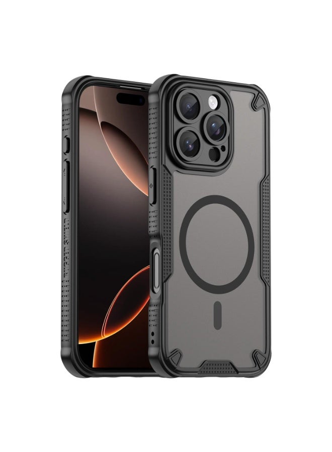 Cover For iPhone 16 Pro wireless charging Magnetic Phone Case Raised edges around the screen and camera lens help prevent scratches - Black - Image 1