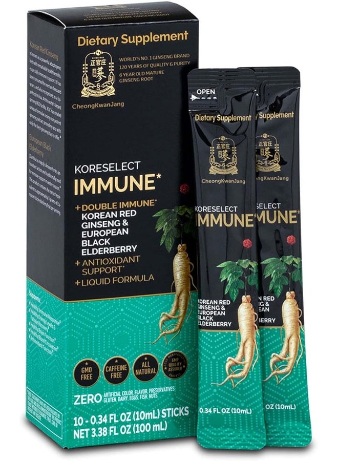 تشونغ كوان جانغ كوريسيليكت  مستخلص الجينسنغ الأحمر الكوري المناعي مع العصي السائلة من نبات البلسان] دعم المناعة الكورية، معزز الدورة الدموية، مكمل للطاقة الطبيعية، باناكس الجينسنغ الآسيوي بعمر 6 سنوات - 10 قطع - Image 1
