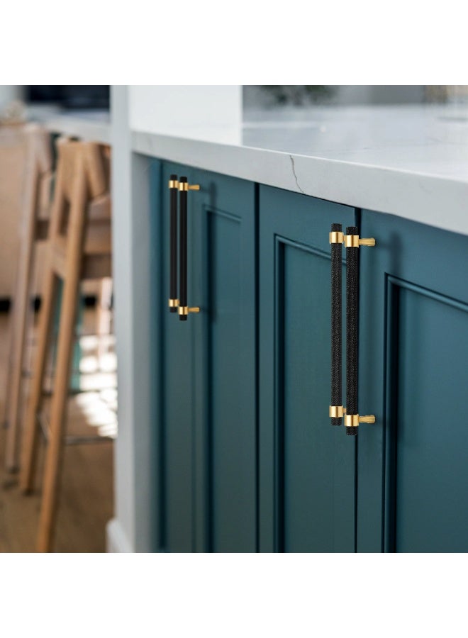 CINCINNO Altus Premium Solid Brass Pull Handle With Knurl Pattern and 2-Year Colour Warranty , 12x224mm – Stylish & Durable for Drawers, Kitchen Cabinets & Furniture (Matt Black & Gold plated)  - Image 5