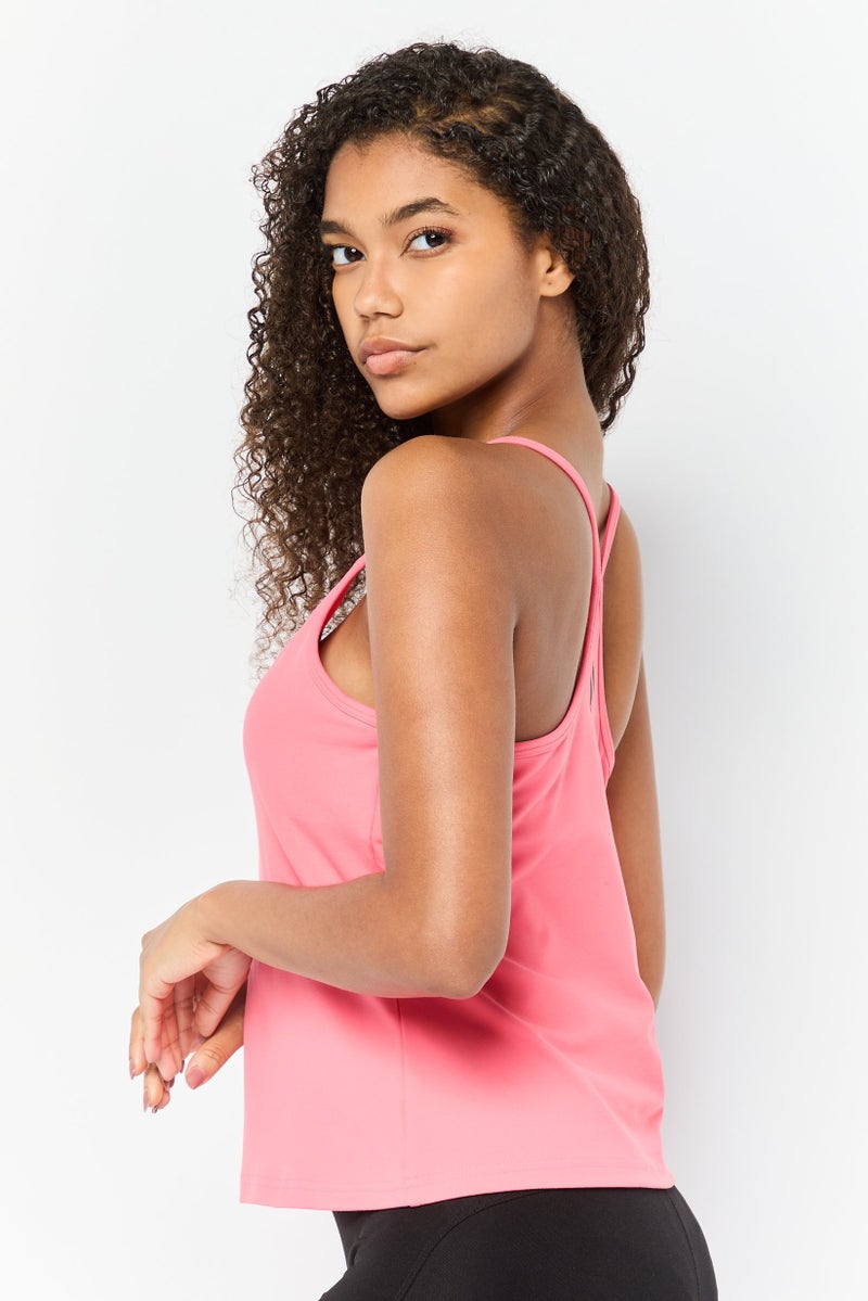 SKECHERS Women Sportswear Fit Sleeveless Padded Training Top, Coral - Image 2