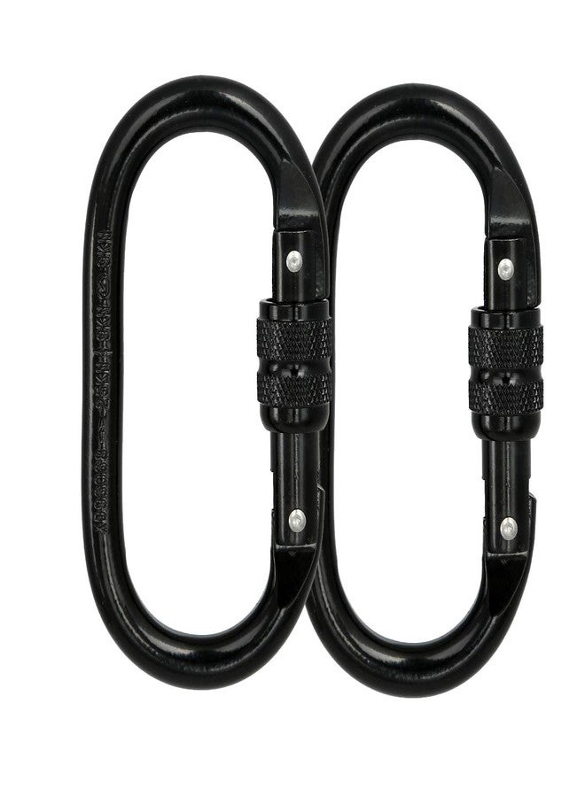 BYANG Heavy Duty Locking Climbing Carabiner Clip (Black,2 Pack) CE Rated 25 kN 5600 LB Rugged Terrain Approved Industrial Strength Twist Lock Carabiners Clips for Rigging, Ropes, Hammocks, Camping - Image 1