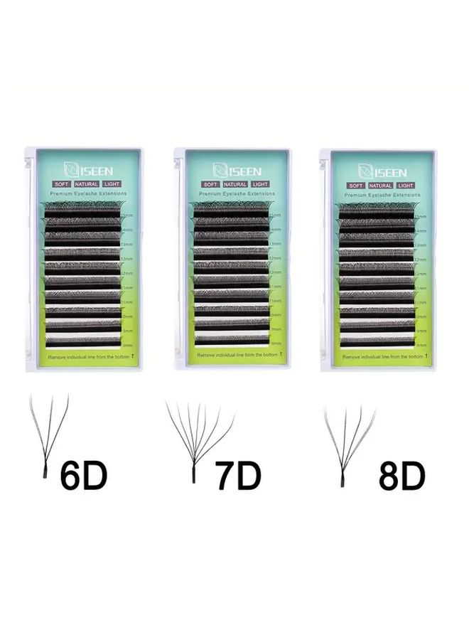 7D False Eyelashes 8 15mm D Curl Natural Soft Handwoven Fan Shaped Automatic Flower Lashes - Image 1