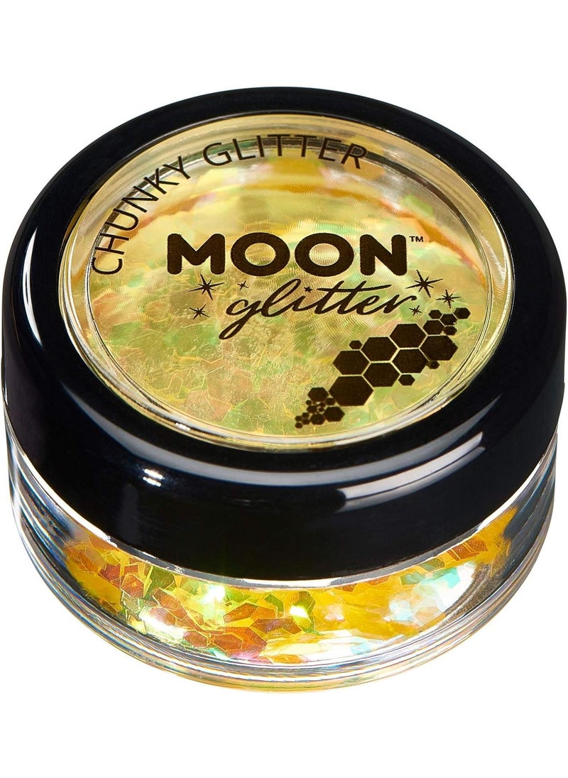 Moon Glitter - Moon Glitter Iridescent Chunky Glitter 100% Cosmetic Glitter for Face, Body, Nails, Hair and Lips - 0.10oz - Yellow - Image 1