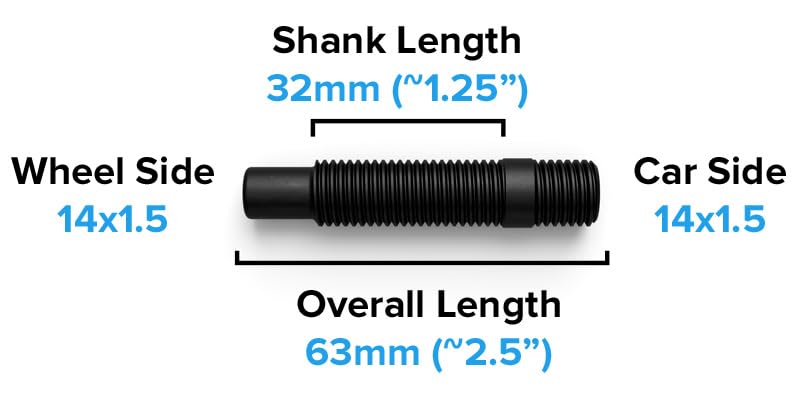 StanceMagic 20pcs - 14x1.5 to 14x1.5 Wheel Stud Conversion - 32mm Shank Length - Compatible with Audi Volkswagen TT A3 A4 S4 A5 S5 A6 S6 A7 S7 A8 S8 B5 B6 B7 B8 Jetta Golf GTI R32 Black - Image 2