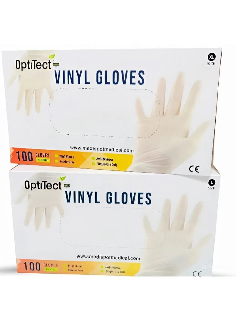 OptiTect Pack Of 2 OPTITECT VINYL GLOVES Xl 1 BOX 100 PCS - Image 1