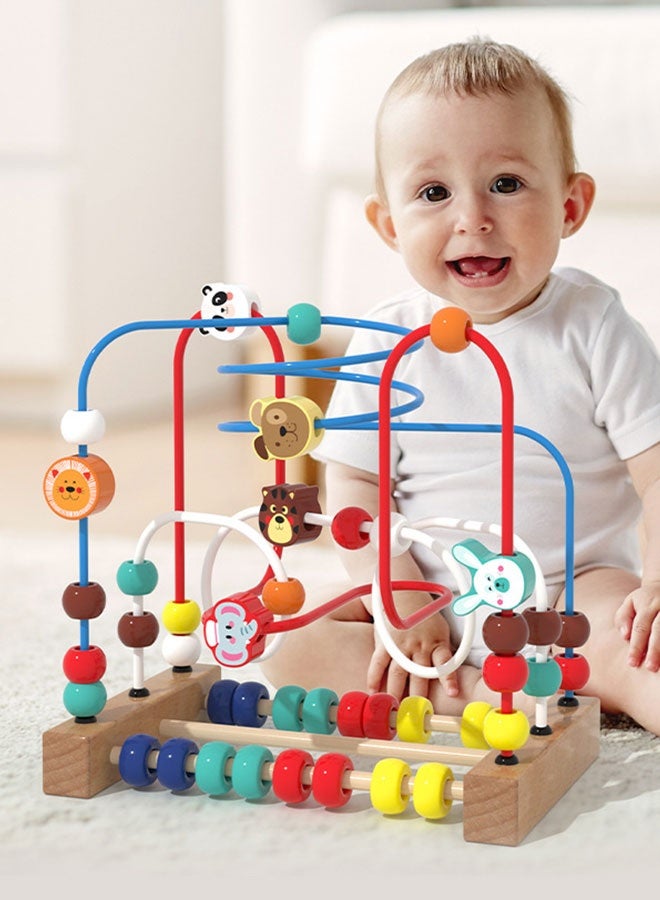 JSAITOYS Forest Animal Bead Maze Toy | Beech Wood Material, Multi-Track Design, Educational - Image 2
