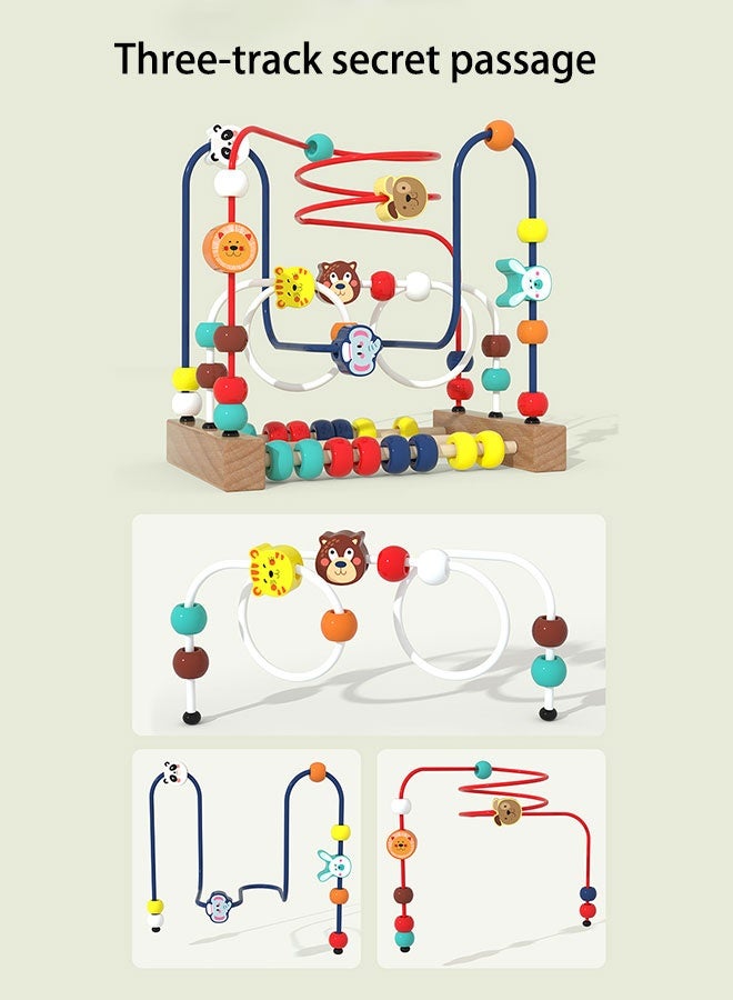 JSAITOYS Forest Animal Bead Maze Toy | Beech Wood Material, Multi-Track Design, Educational - Image 5