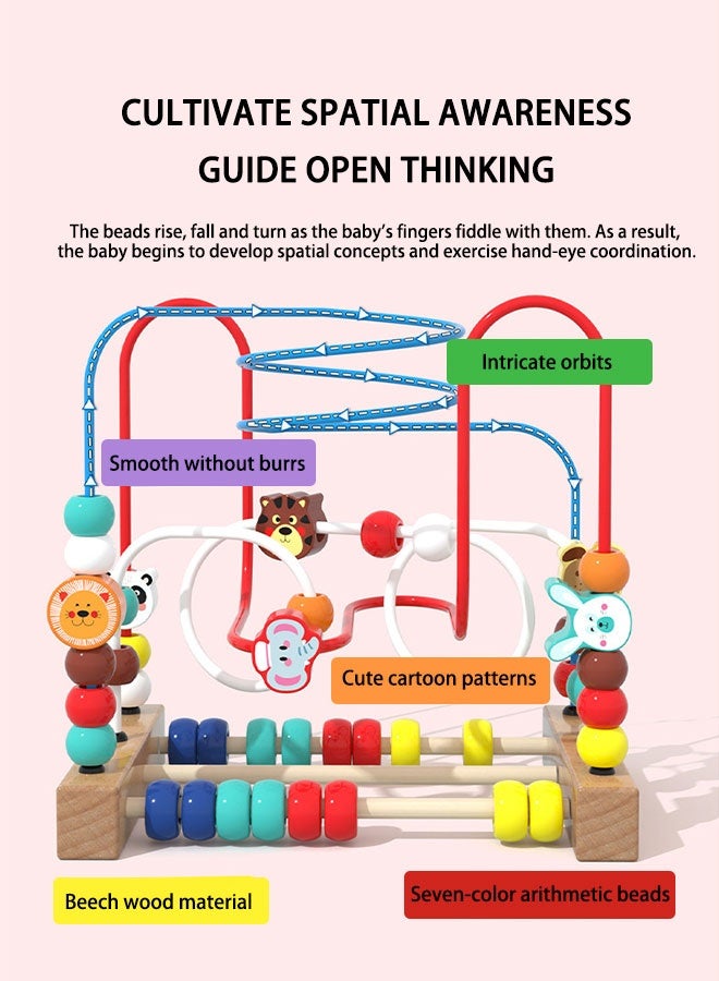 JSAITOYS Forest Animal Bead Maze Toy | Beech Wood Material, Multi-Track Design, Educational - Image 3