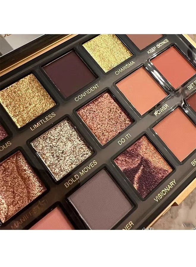 Huda Empowered Eyeshadow palette Multicolour, 18 Colors Matte Shimmer Glitter Multi Reflective Shades Ultra Pigmented Makeup Eye Shadow Powder Waterproof Eye Shadow - Image 4