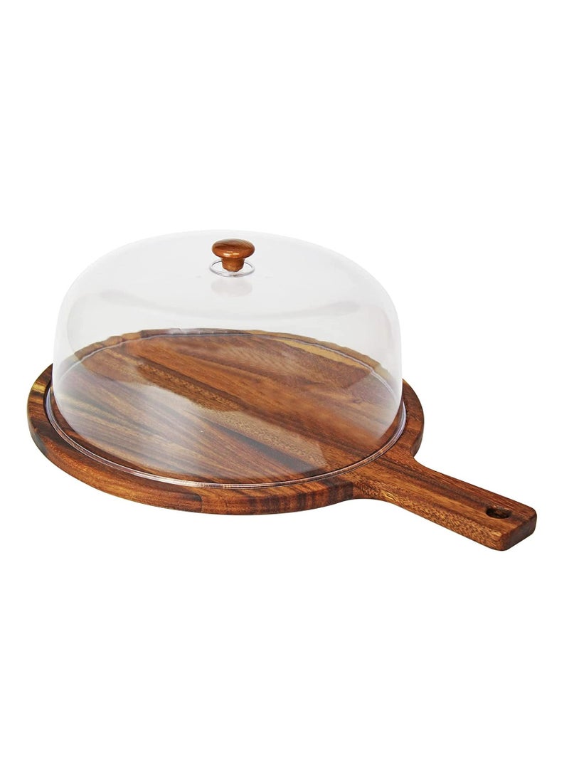 BLACKSTONE Walnut Wood Cake Cheese Pizza Board with Dome and handle WN3211  Dia 30cm  - Image 1