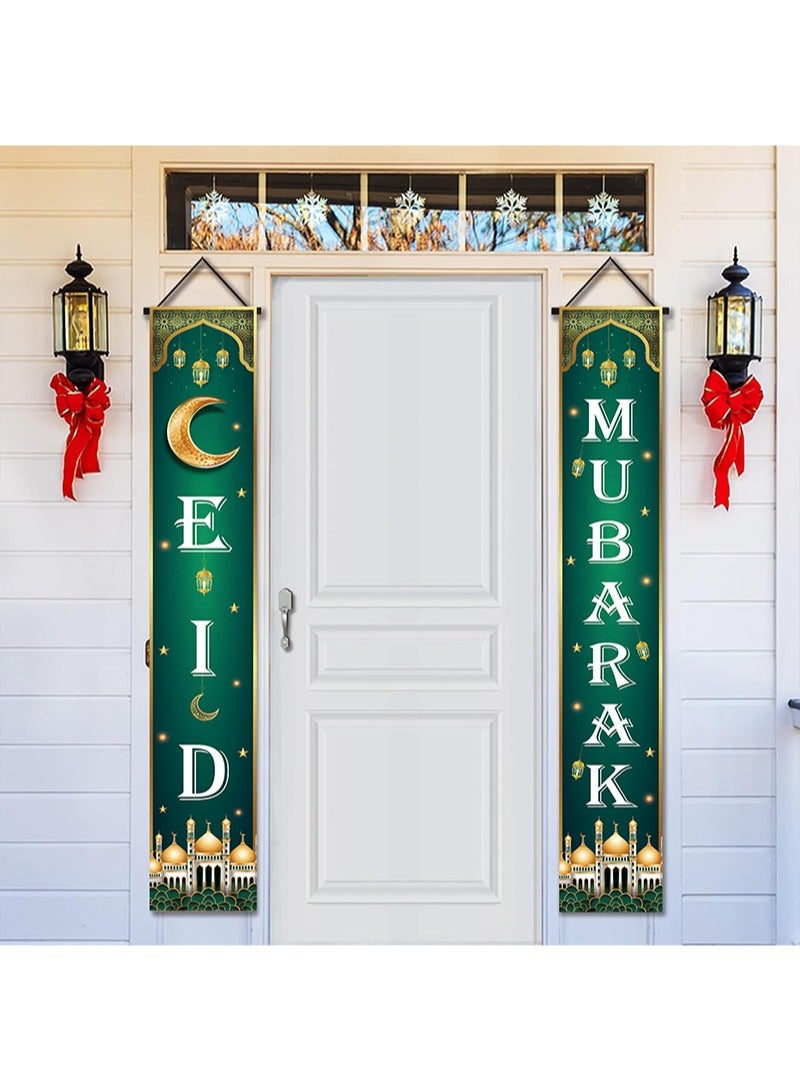 Aikanbo Eid Mubarak Printed Porch Banner, Ramadan Welcome Porch Decor for New Year, Indoor and Outdoor Door Hanging Decoration for Front Doors and Ramadan Parties - Image 3