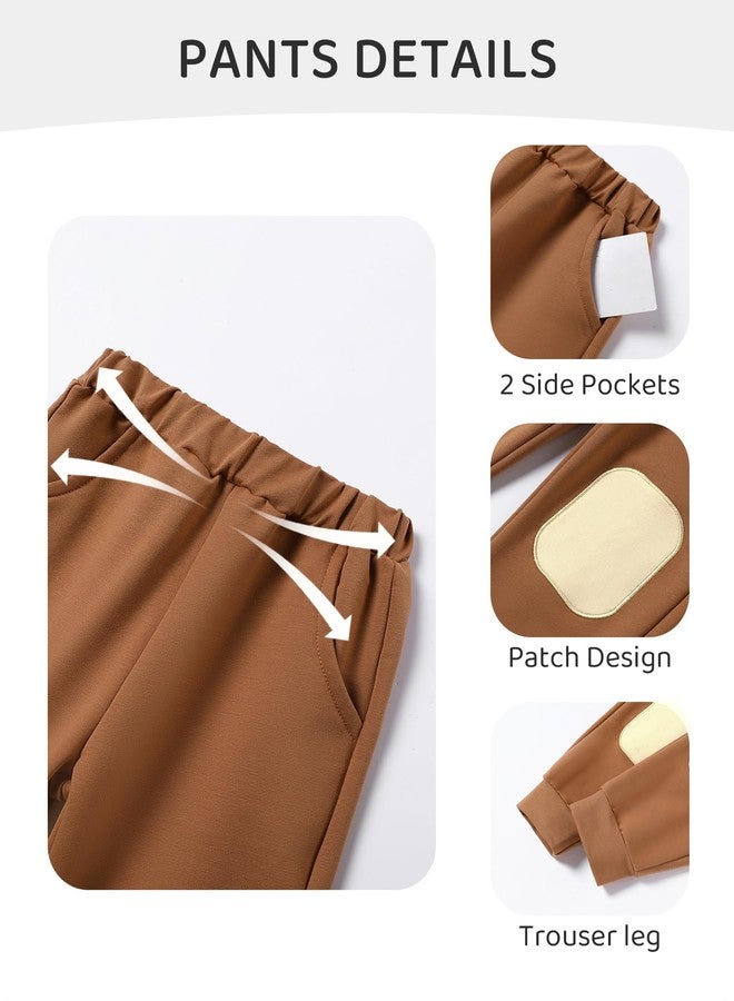 DISAUR Toddler Fall Clothes Boy 4-5t Sweatshirt Boys Little Dinosaur Printed Long Sleeve Apricot Tops and Brown Pants - Image 3